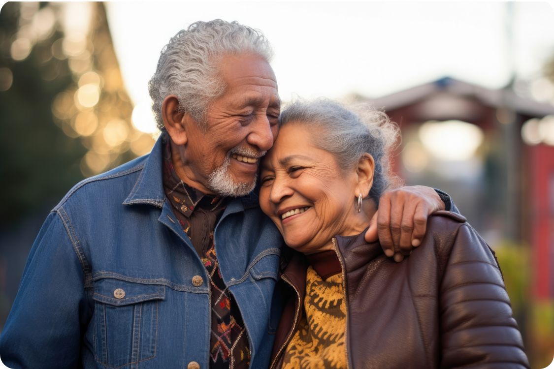 Older couple hugging