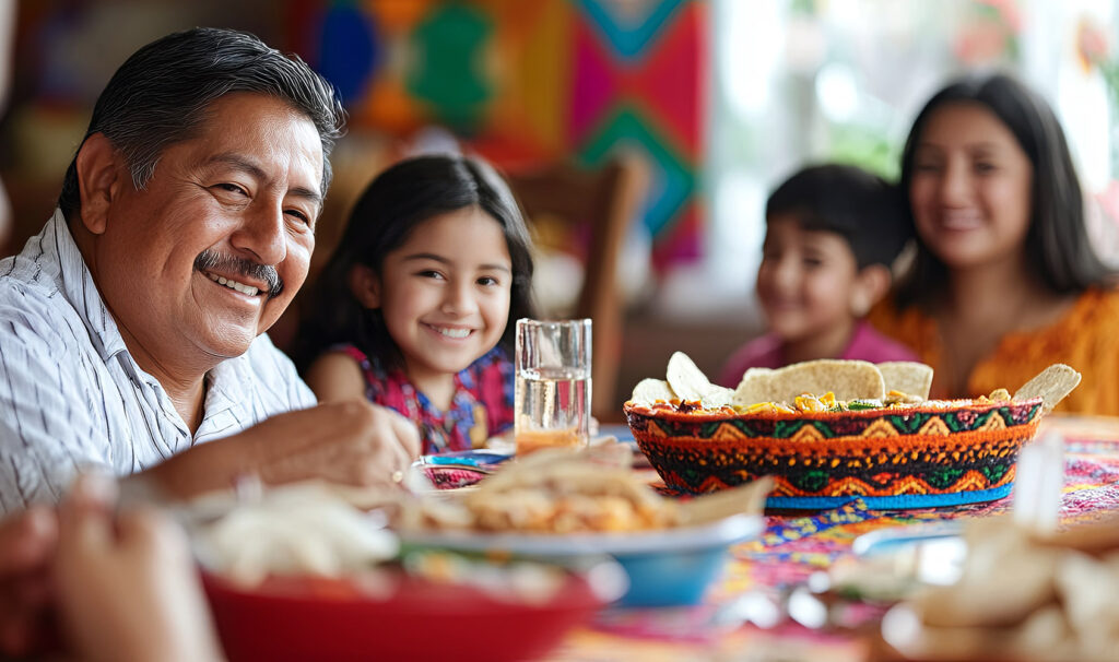 Happy Family Enjoying Meal Together at Home